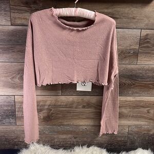 Blue Blush Women’s Long Sleeve Crop Top Size Small Dusty Rose